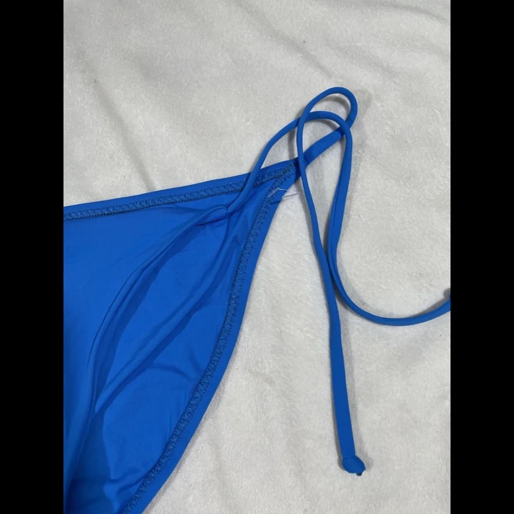 NEW $38 Becca Color Code Side Tie Bikini Bottoms in Blue‎ [SZ Medium ]